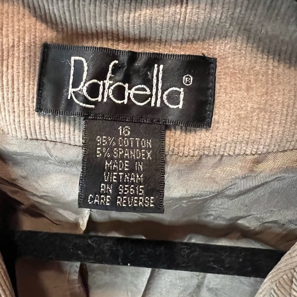 Rafaella Corduroy Tan Pockets Two Button Front Women's Jacket Size 16 - Picture 6 of 6